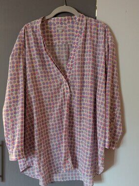 GAP XL pink and purple polka dot blouse